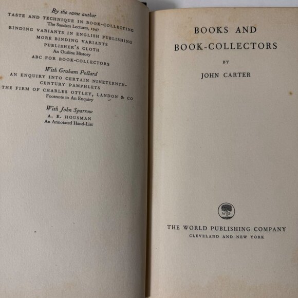 Books And Book-Collectors John Carter Hardcover 1957 First Edition The World Pub - Picture 2 of 16